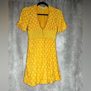 Urban Outfitters Graziana Yellow Print Mini Dress